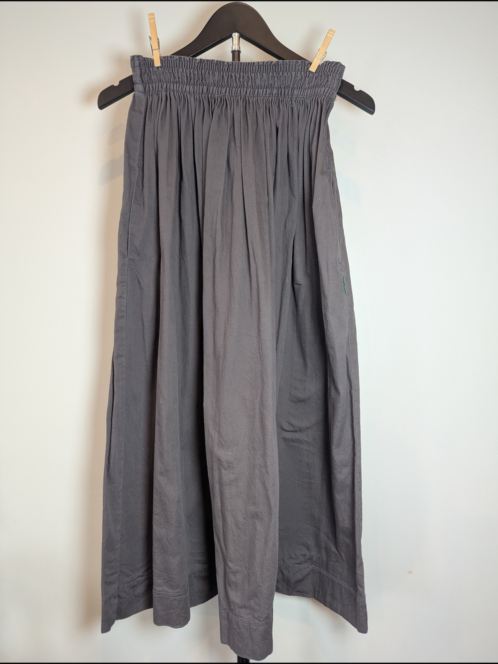 VTG Bis Bis Gene Ewing Women Size S Rich Denim Gray Peasant Long Skirt Pockets